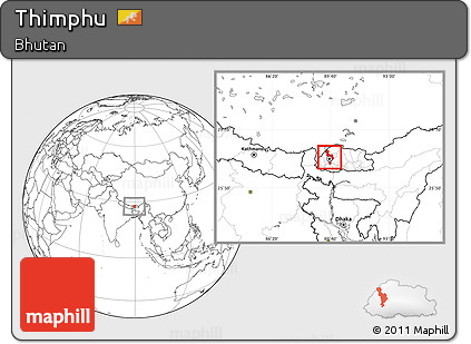 Blank Location Map of Thimphu