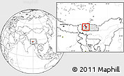 Blank Location Map of Thimphu, highlighted country, within the entire country