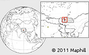 Blank Location Map of Thimphu, highlighted country