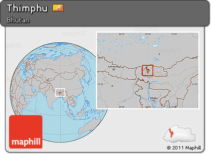 Gray Location Map of Thimphu