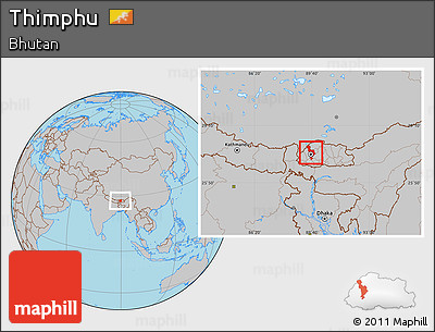 Gray Location Map of Thimphu