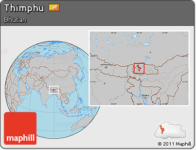 Gray Location Map of Thimphu