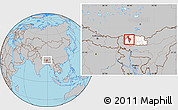 Gray Location Map of Thimphu, highlighted country