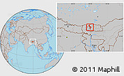 Gray Location Map of Thimphu