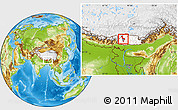 Physical Location Map of Thimphu, highlighted country, within the entire country