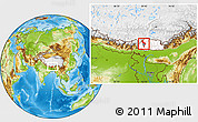 Physical Location Map of Thimphu, highlighted country
