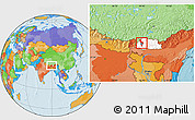 Political Location Map of Thimphu, highlighted country