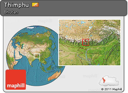 Satellite Location Map of Thimphu, within the entire country