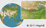 Satellite Location Map of Thimphu, within the entire country