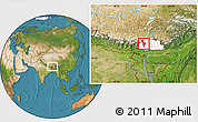 Satellite Location Map of Thimphu, highlighted country