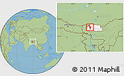 Savanna Style Location Map of Thimphu, highlighted country