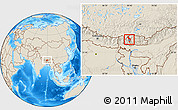 Shaded Relief Location Map of Thimphu