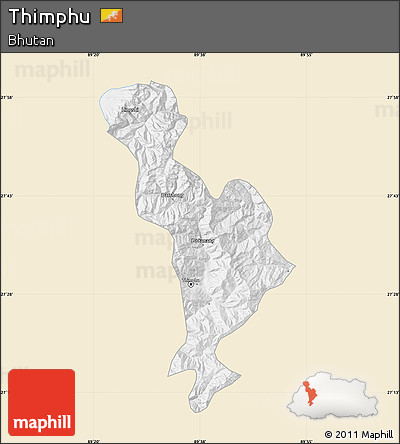 Classic Style Map of Thimphu, single color outside