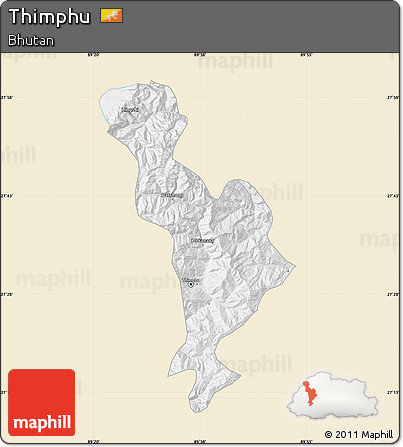 Classic Style Map of Thimphu, single color outside