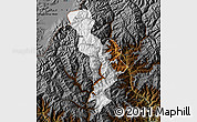 Physical Map of Thimphu, darken