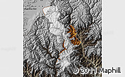Physical Map of Thimphu, darken, semi-desaturated