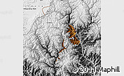 Physical Map of Thimphu, desaturated