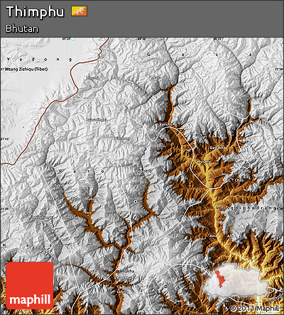 Physical Map of Thimphu