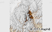 Physical Map of Thimphu, lighten