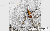 Physical Map of Thimphu, lighten, semi-desaturated