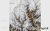 Physical Map of Thimphu, semi-desaturated