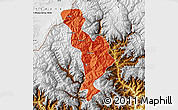 Political Map of Thimphu, physical outside