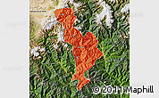 Political Map of Thimphu, satellite outside