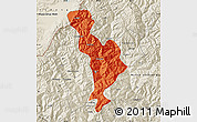 Political Map of Thimphu, shaded relief outside