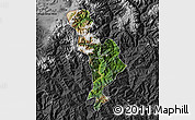 Satellite Map of Thimphu, darken, desaturated