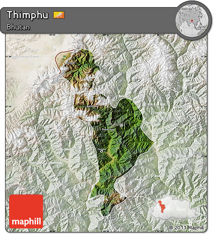 Satellite Map of Thimphu, lighten