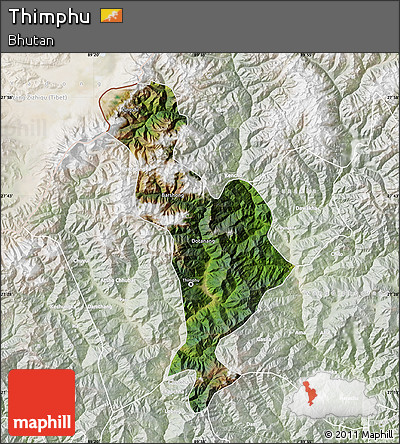 Satellite Map of Thimphu, lighten