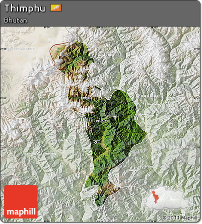 Satellite Map of Thimphu, lighten