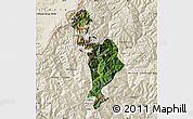 Satellite Map of Thimphu, shaded relief outside