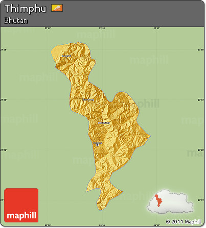 Savanna Style Map of Thimphu, single color outside
