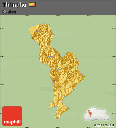 Savanna Style Map of Thimphu, single color outside