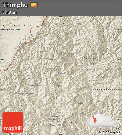 Shaded Relief Map of Thimphu