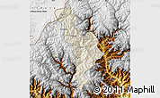 Shaded Relief Map of Thimphu, physical outside