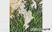 Shaded Relief Map of Thimphu, satellite outside