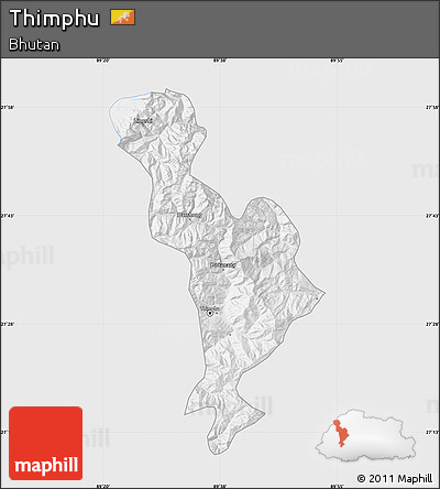 Silver Style Map of Thimphu, single color outside