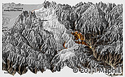 Physical Panoramic Map of Thimphu, darken, semi-desaturated