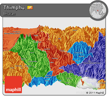 Political Panoramic Map of Thimphu