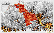 Political Panoramic Map of Thimphu, physical outside