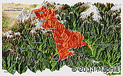 Political Panoramic Map of Thimphu, satellite outside