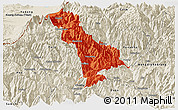 Political Panoramic Map of Thimphu, shaded relief outside
