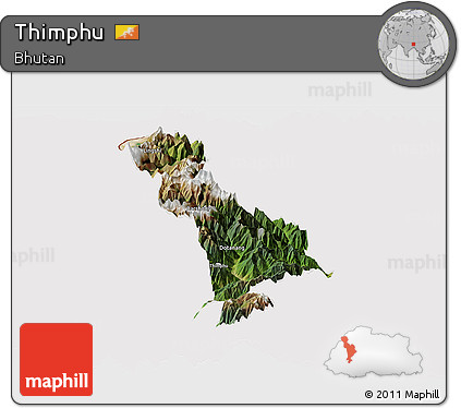 Satellite Panoramic Map of Thimphu, cropped outside
