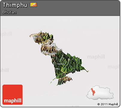 Satellite Panoramic Map of Thimphu, cropped outside