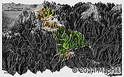 Satellite Panoramic Map of Thimphu, darken, desaturated