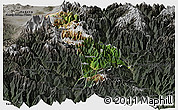 Satellite Panoramic Map of Thimphu, darken, semi-desaturated