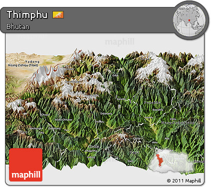 Satellite Panoramic Map of Thimphu