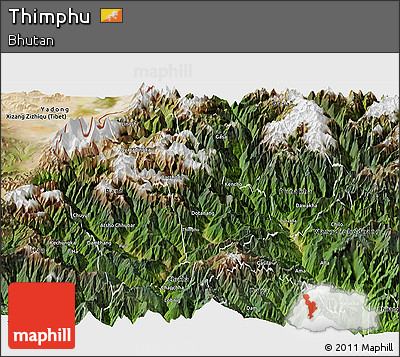 Satellite Panoramic Map of Thimphu